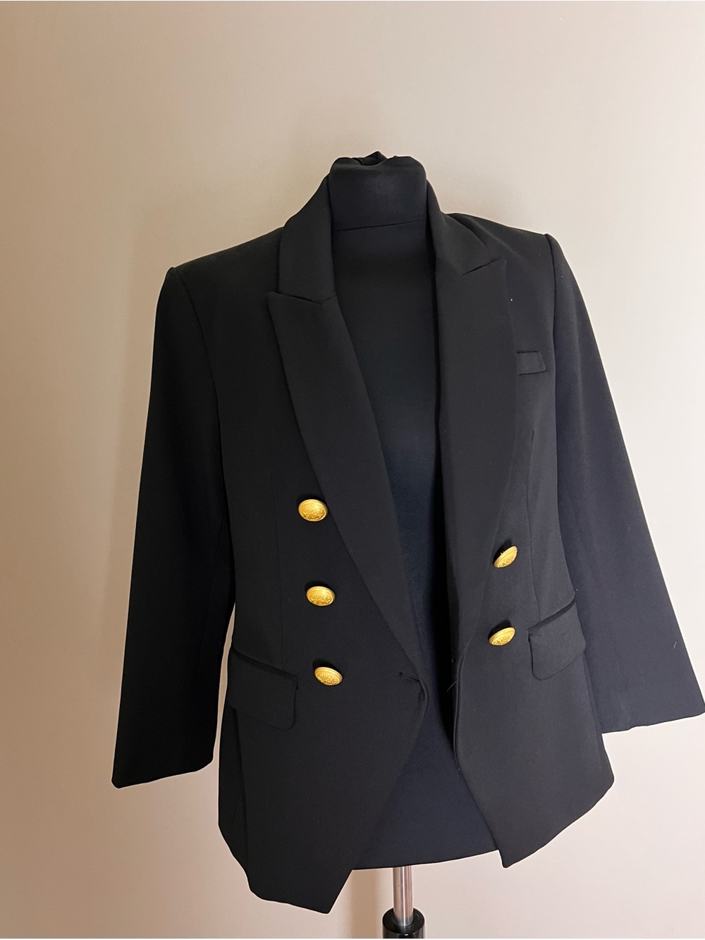Express Black Double-Breasted Blazer with Gold Buttons NWT